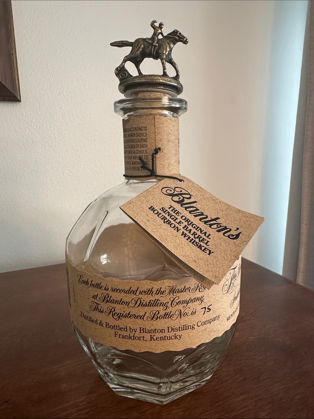 Blanton’s Bourbon empty bottle Letter S